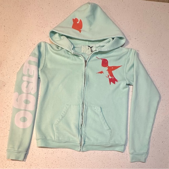 Freecity zip up hoodie with “Let’s Go” sleeve / GUC - Picture 5 of 16
